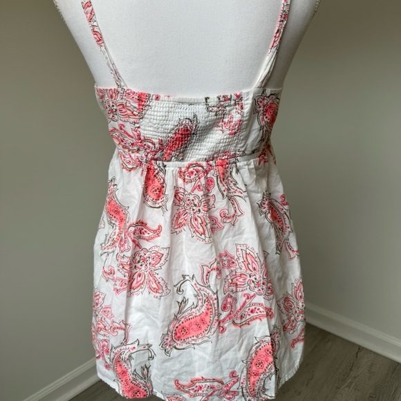 Y2K Faded Glory Paisley Tank Top Juniors S Smocked Pink White 2000s Cotton - Picture 2 of 8